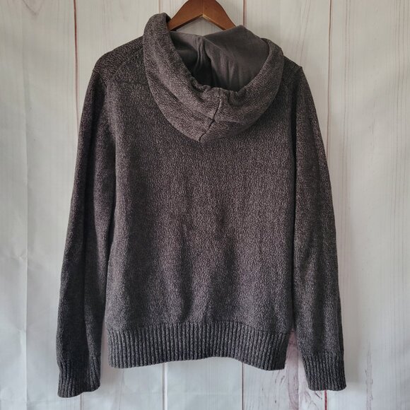 H&M LOGG Men’s L Hooded Knit Sweater, 100% Cotton, Front Pockets, Gray, EUC - Picture 4 of 10